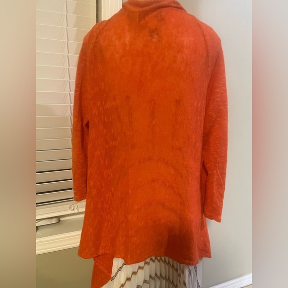 [XL]Jones New York Vibrant Orange Linen Blend Open Knit Cardigan - Picture 3 of 11